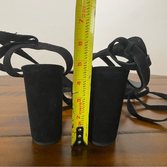 Steve Madden Clary Black Suede Lace Up Heeled Sandals - Picture 6 of 6